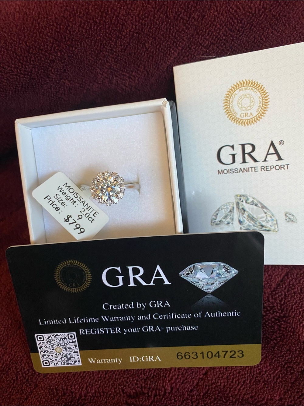 GRA Women’s Silver Moissanite Halo Ring - Clear/White